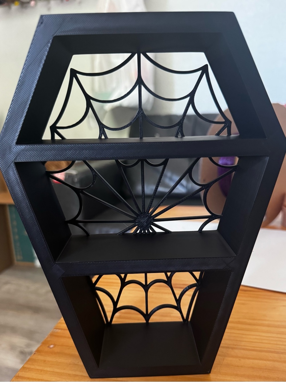 Black Spider Web Accent Wall Shelf - Decorative Home Accent